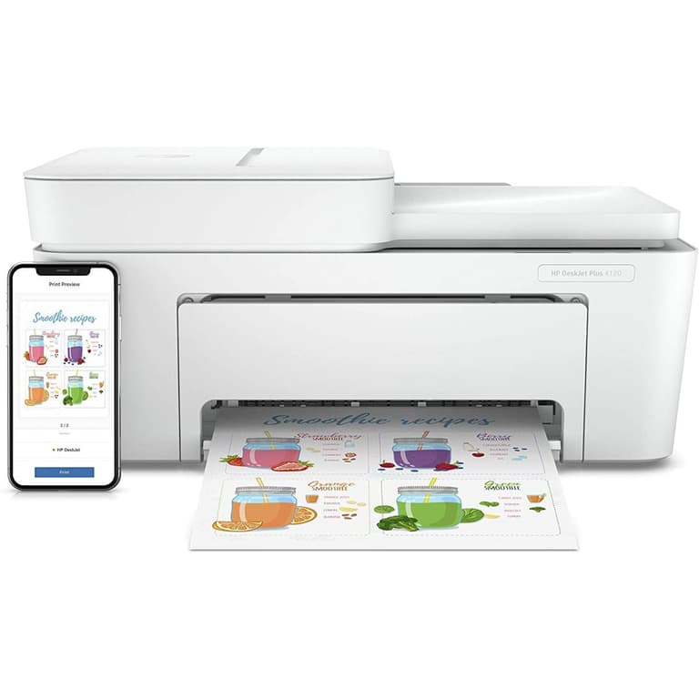 HP DeskJet Plus 4120 All-in-One Wireless, Print, Copy, Scan & Send mobile Fax - white