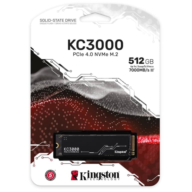 Kingston KC3000 500GB PCIe 4.0 NVMe M.2 SSD up to 7,000MB/s