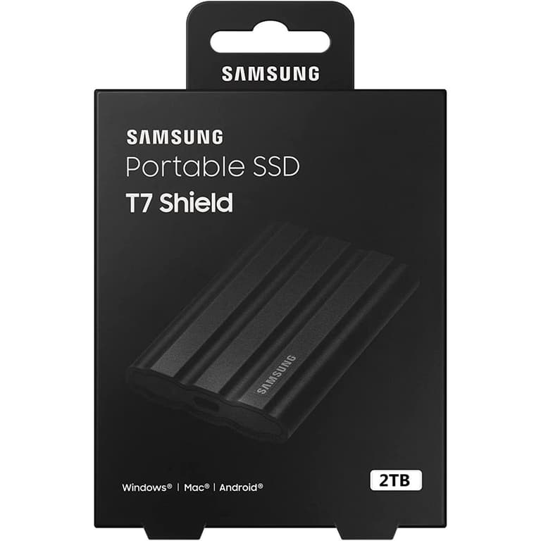SAMSUNG T7 Shield Portable SSD USB 3.2 2TB IP65 Rating For water & Dust Resistance For PC / Mac / Android / Gaming Consoles - Black