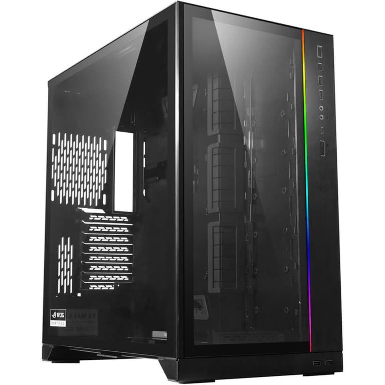 LIAN LI O11 Dynamic XL ROG Certificated Tempered Glass Front & Left Side w/ ARGB Front Bar -Black