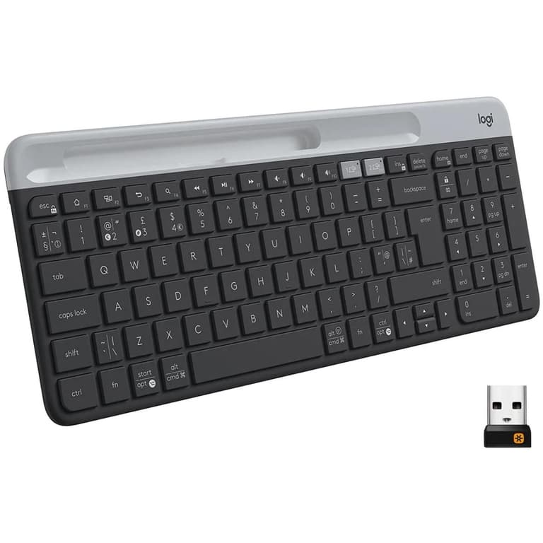 Logitech K580 Slim Multi-Device Wireless Bluetooth/USB Receiver 24 Month Battery For Desktop, Tablet, Smartphone & Laptop AR/EN