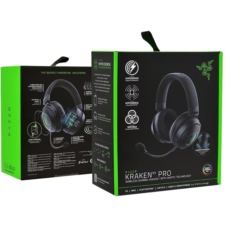 Razer Kraken V3 Pro Wireless Tactile Technology THX 7.1 Surround TriForce Titanium 2.0 inches Chroma RGB