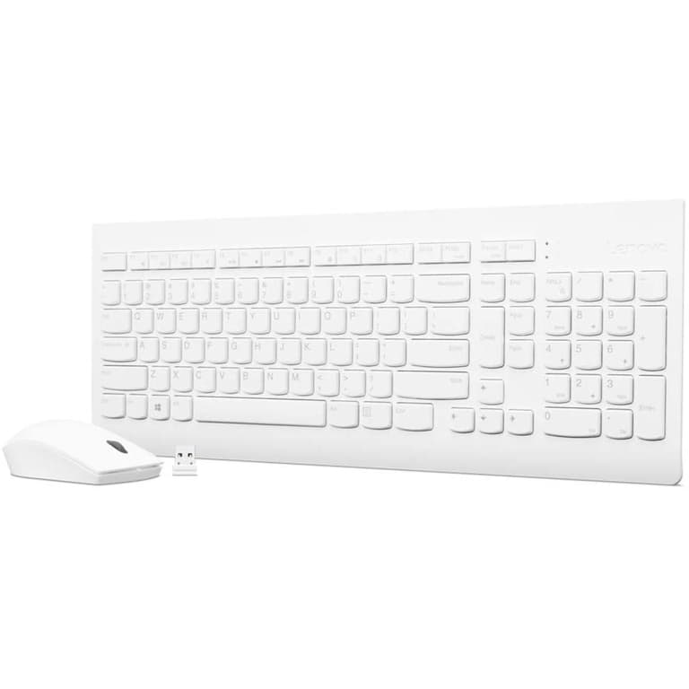 Lenovo 510 Wireless Keyboard & Mouse Combo Full Size Island Key Design Left or Right Hand Optical Mouse Arabic / English - White