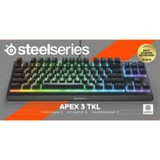 SteelSeries Apex 3 TKL RGB Gaming Keyboard – Tenkeyless Compact Form Factor - 8-Zone RGB Illumination – IP32 Water & Dust Resistant – Whisper Quiet Gaming Switch – Gaming Grade Anti-Ghosting,Black product image