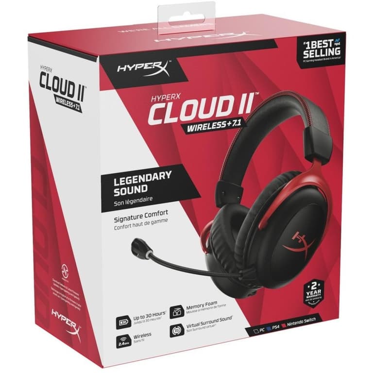 HP HyperX Cloud II Wireless 7.1 Surround Noise Cancelling Microphone Battery Up to 30 Hours For PC, PS4/PS5 & Switch