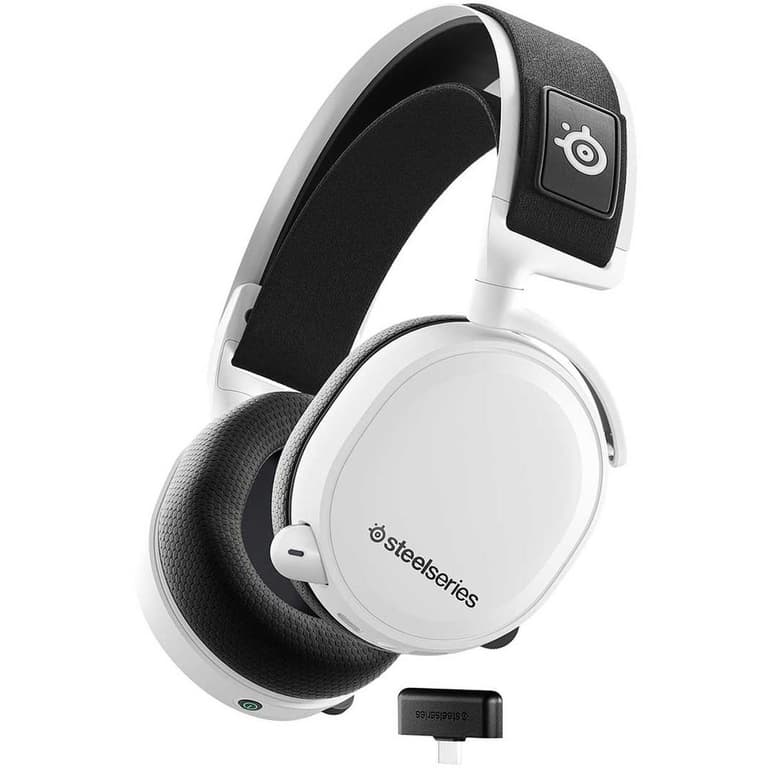 SteelSeries Arctis 7+ Wireless Lossless 2.4 GHz 30 Hour USB-C 7.1 Surround For PC, PS5, PS4, Mac, Android and Switch - White