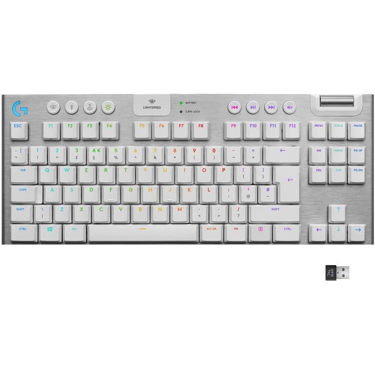 Logitech G915 TKL Tactile Tenkeyless LIGHTSPEED Wireless & Bluetooth RGB Mechanical Low Profile LIGHTSYNC RGB - White