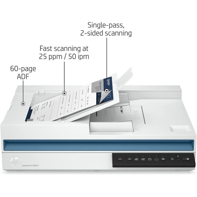 HP ScanJet Pro 2600 F1 Scanner Fast 2-Sided up to 25 ppm Scanning & Auto Document Feeder