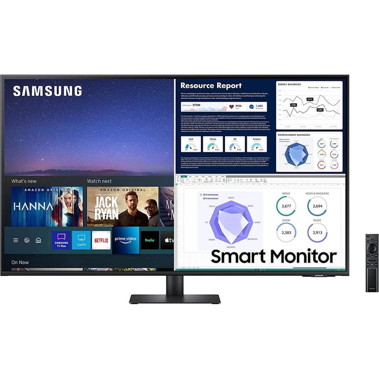 SAMSUNG 43" M70 4K UHD HDR10 Do-It-All Smart Monitor & Streaming TV Built In Speakers & Remote