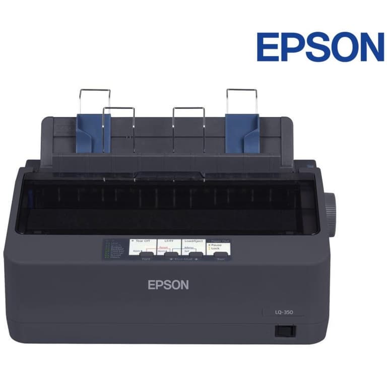 Epson LQ-350 Impact Dot Matric Printer, 360 x 180 DPI Resolution, 24-Pin, 80-Column, 10 CPI - 347 Chars/s, 10,000 Operating Hours MTBF, Gray