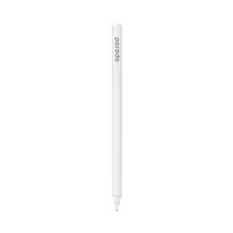 Porodo Stylus Pencil Universal Pencil Compatible with iOS & Android Tablets 1.5mm Nib USB-C Charging Magnetic Attachment (White)