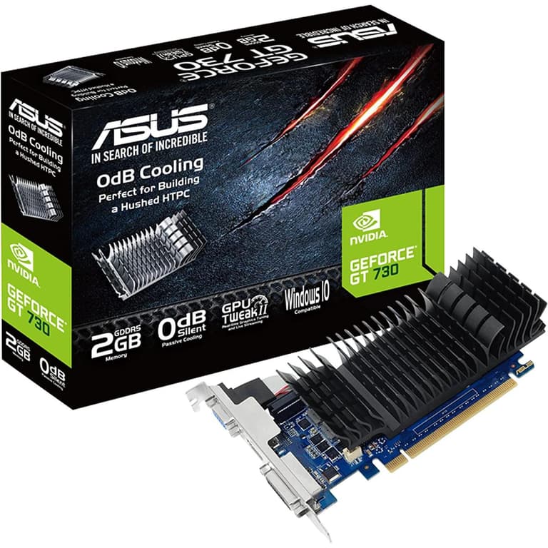 ASUS GeForce GT 730 2GB GDDR5 Low Profile Graphics Card (with I/O Port Brackets)