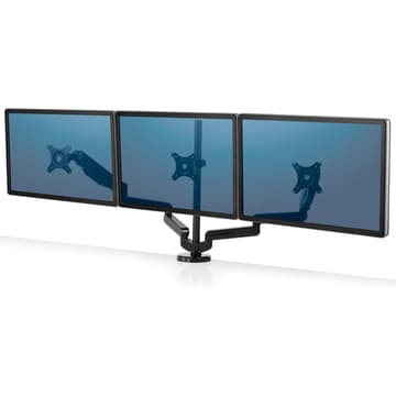Fellowes Platinum Series Adjustable Triple Monitor Arm , Black