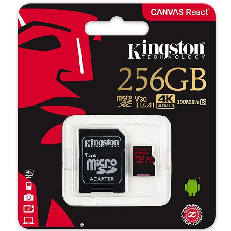 Kingston Canvas React 256GB CL10 UHS-I U3 Micro SDXC