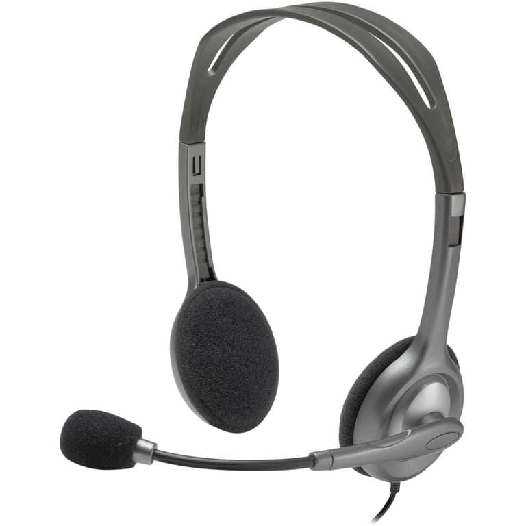 Logitech H111 Wired Stereo Headphones with Noise-Cancelling Microphone 3.5 mm Audio Jack PC/Mac/Laptop/Smartphone/Tablet - Black