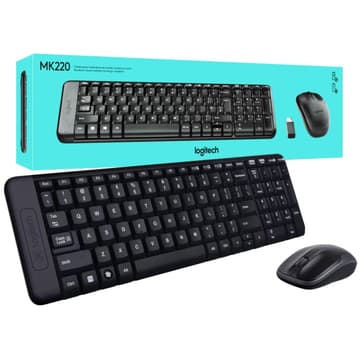 Logitech MK220 Compact Wireless Keyboard & Mouse Set for Windows Unifying USB-Receiver 24 Month Battery - Black
