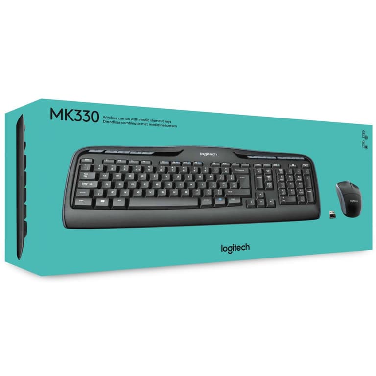 LogitecLogitech MK330 Wireless Keyboard & Mouse Combo with USB-Receiver Long Battery Life PC/Laptop Arabic / English Layout - Black