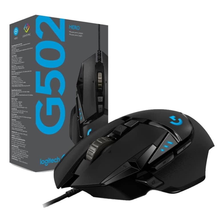 Logitech G502 HERO Wired HERO Sensor 25,600 DPI RGB Adjustable Weights 11 Programmable Buttons On-Board Memory For PC & Mac , Black
