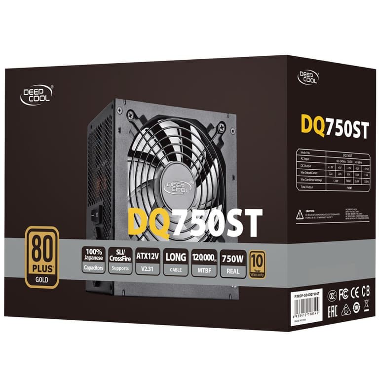 DeepCool DQ750ST 750W 80+ Gold ATX Power Supply Black