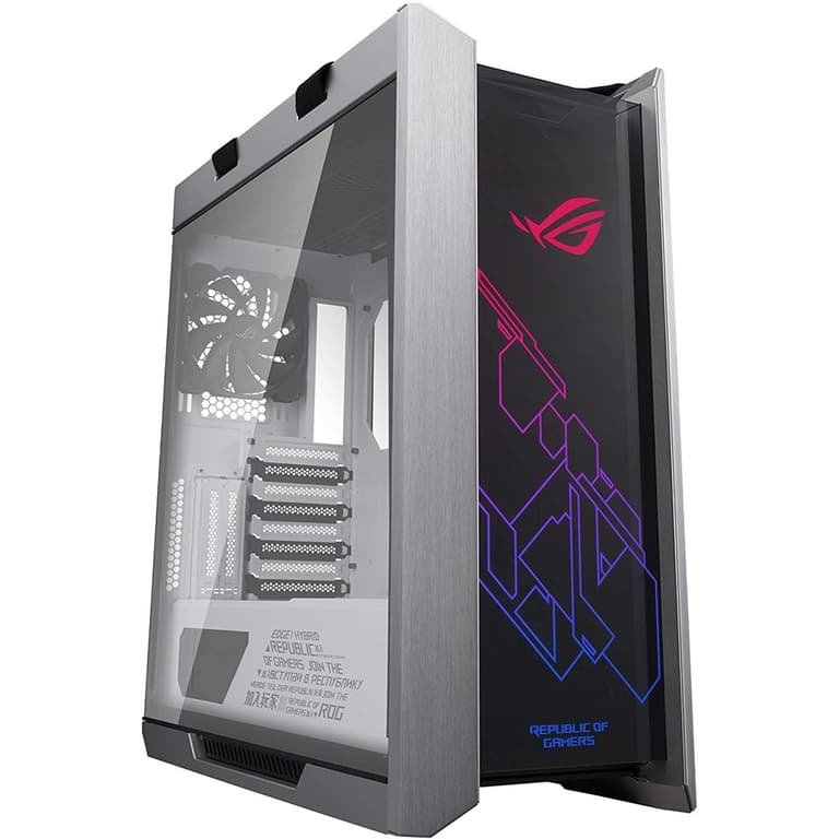 Asus ROG Strix Helios GX601 RGB Mid-Tower Case for up to EATX Motherboards Smoked Tempered Glass Brushed Aluminum & Steel Construction -White