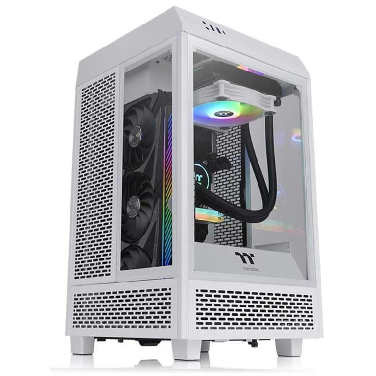 Thermaltake The Tower 100 Mini Tower Tempered Glass M-ITX Case - White