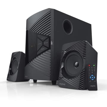 Creative SBS E2500 2.1 Channel 60W Peak High-Performance Bluetooth 5.0 Speaker System with Subwoofer for TV, Computers, Laptops, FM, USB and Aux inputs