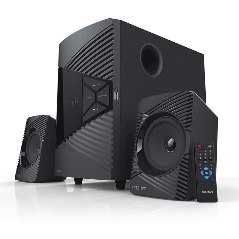 Creative SBS E2500 2.1 Channel 60W Peak High-Performance Bluetooth 5.0 Speaker System with Subwoofer for TV, Computers, Laptops, FM, USB and Aux inputs