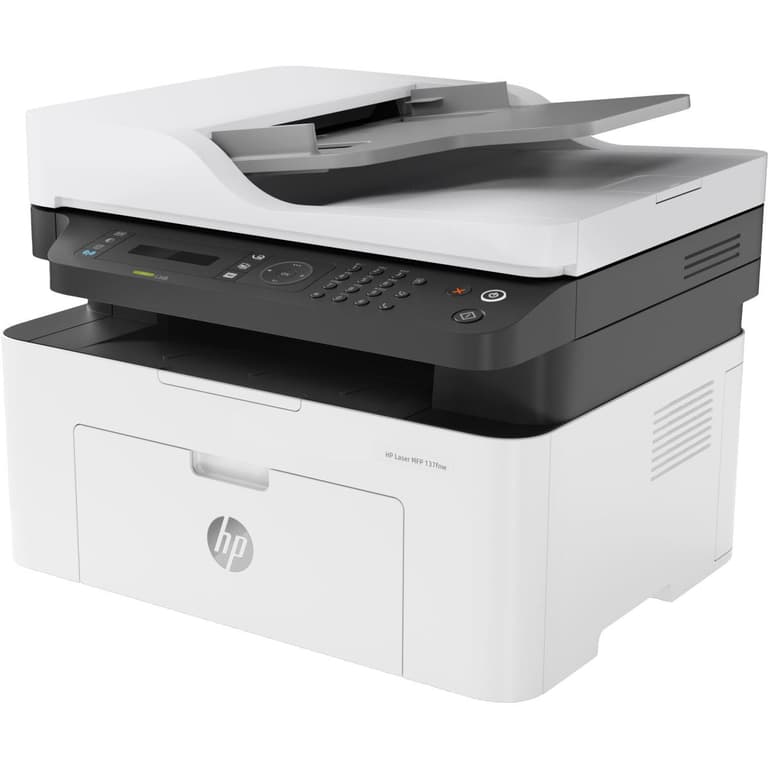 HP LaserJet MFP M137FNW Mono Black and White Laser Multifunction 4-In-One Printer With Auto Feeder - White