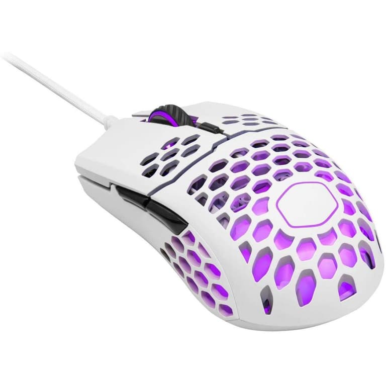Cooler Master MM711 RGB-LED Lightweight 60g Wired 16000 DPI Optical Sensor 20 Million Click Omron Switches, Smooth Glide PTFE Feet Ambidextrous Honeycomb Shell - White Matte