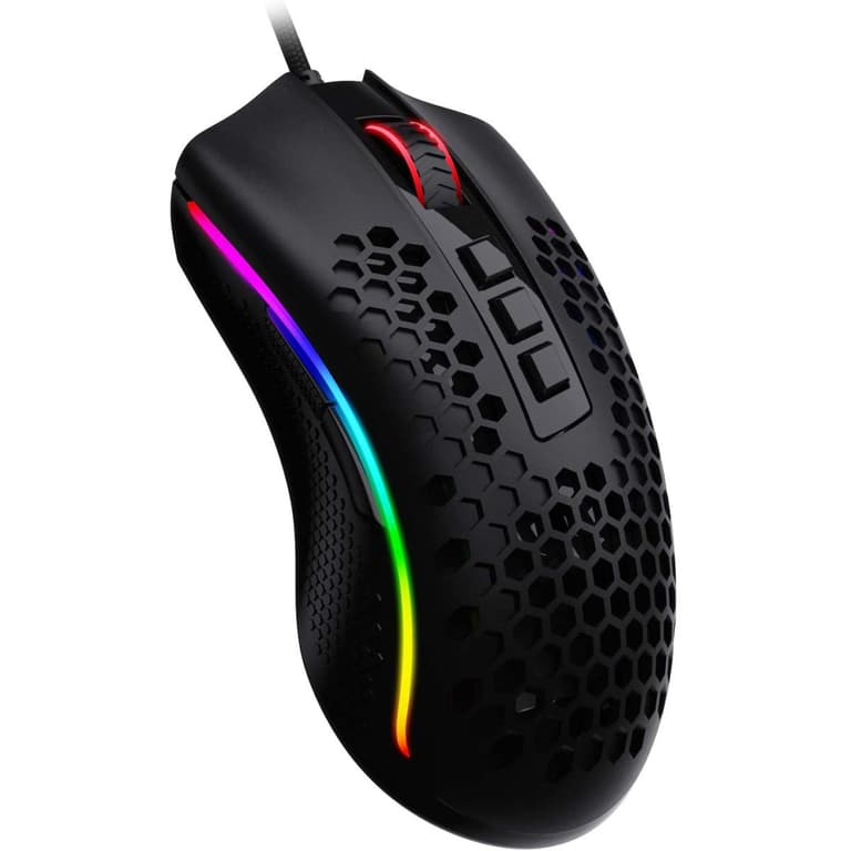 Redragon M808 Storm Lightweight RGB 85g Ultralight Honeycomb Shell 12,400 DPI Optical Sensor 7 Programmable Buttons Super-Lite Cable - Black