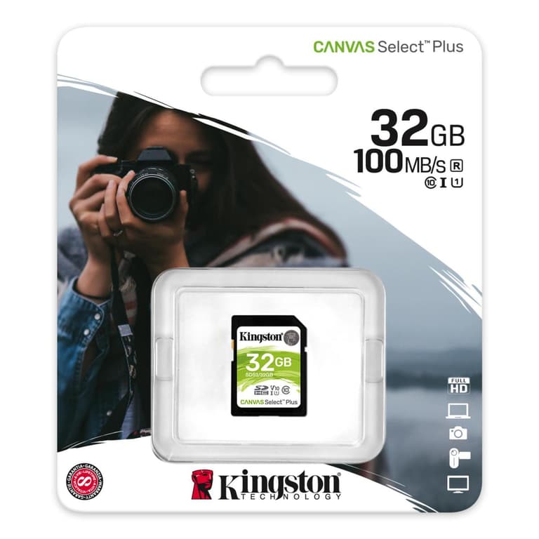 Kingston 32GB SDHC Canvas Select Plus Class 10 UHS-I U1 V10