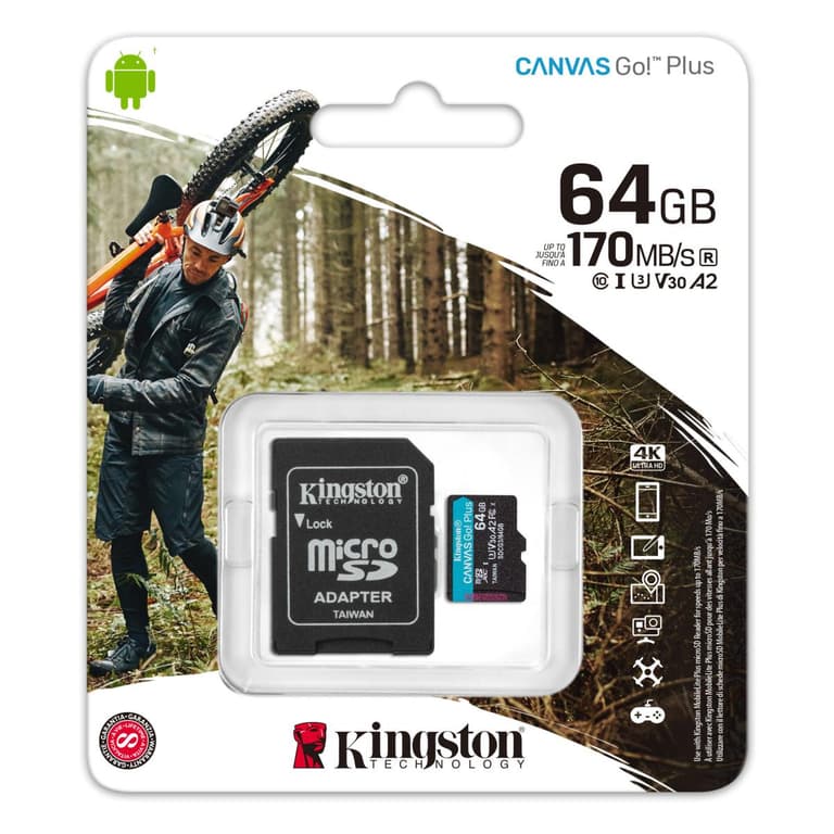 Kingston 64GB SDXC Canvas Go Plus UHS-I C10 U3 V30
