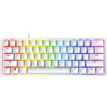 Razer Huntsman Mini 60% Clicky Optical-Mechanical Switches Doubleshot PBT Keycaps Detachable USB-C Cable (Purple Switch) -- Mercury