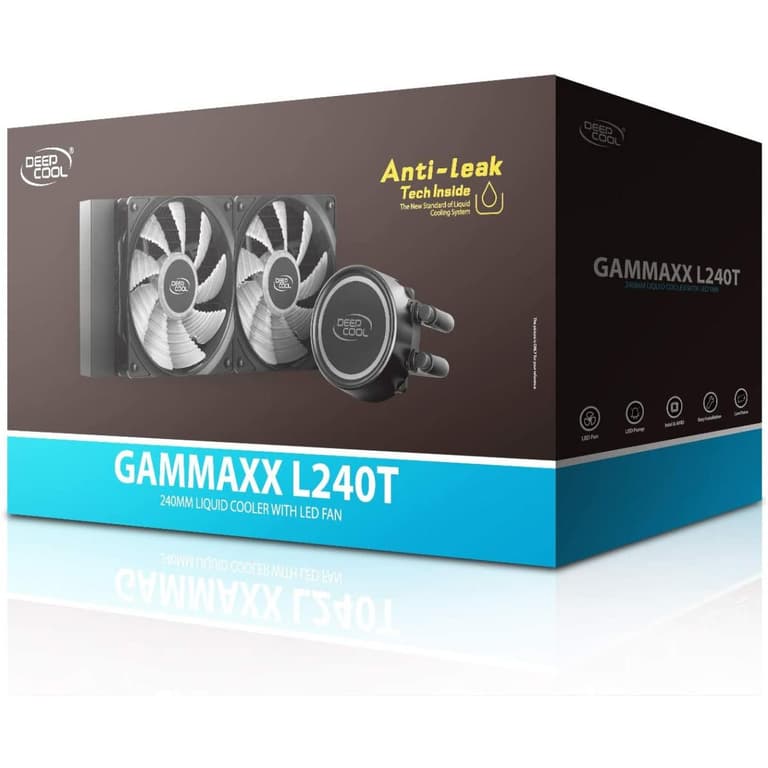 DEEPCOOL GAMMAXX L240T Blue AIO Liquid Cooler Anti-Leak Technology