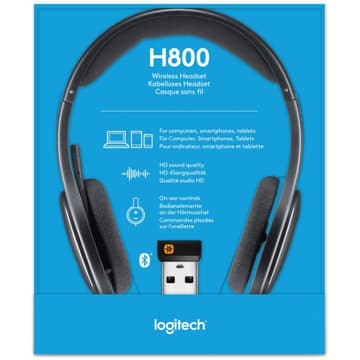 Logitech H800 Bluetooth Wireless Headset with Mic for PC, Tablets and Smartphones, Black