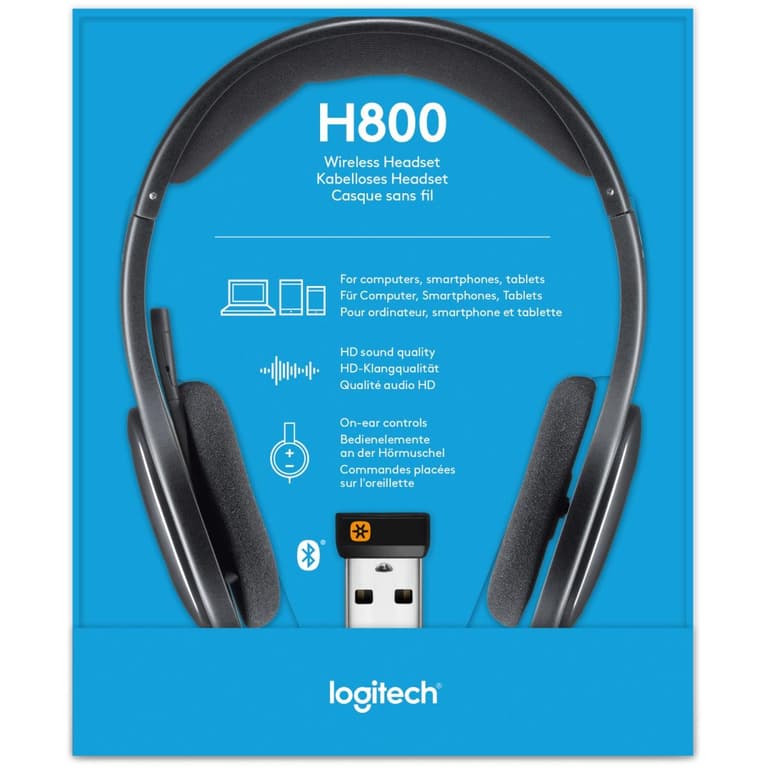 Logitech H800 Bluetooth Wireless Headset with Mic for PC, Tablets and Smartphones, Black