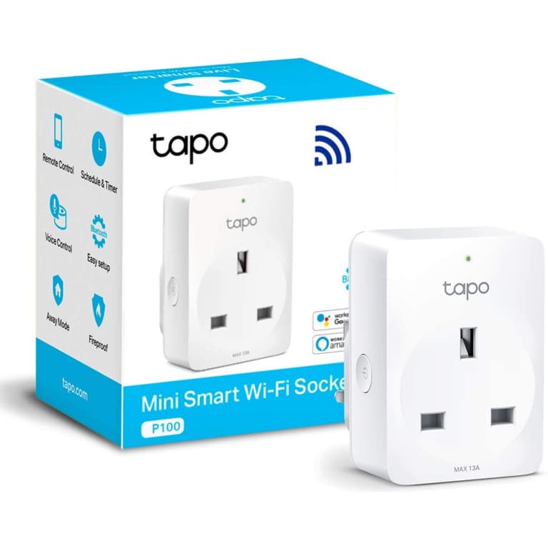 TP-Link Tapo P100 Smart Plug Wi-Fi Outlet Works with Alexa & Google Home Max 13A Wireless Smart Socket Device Sharing, Alexa Plug - White