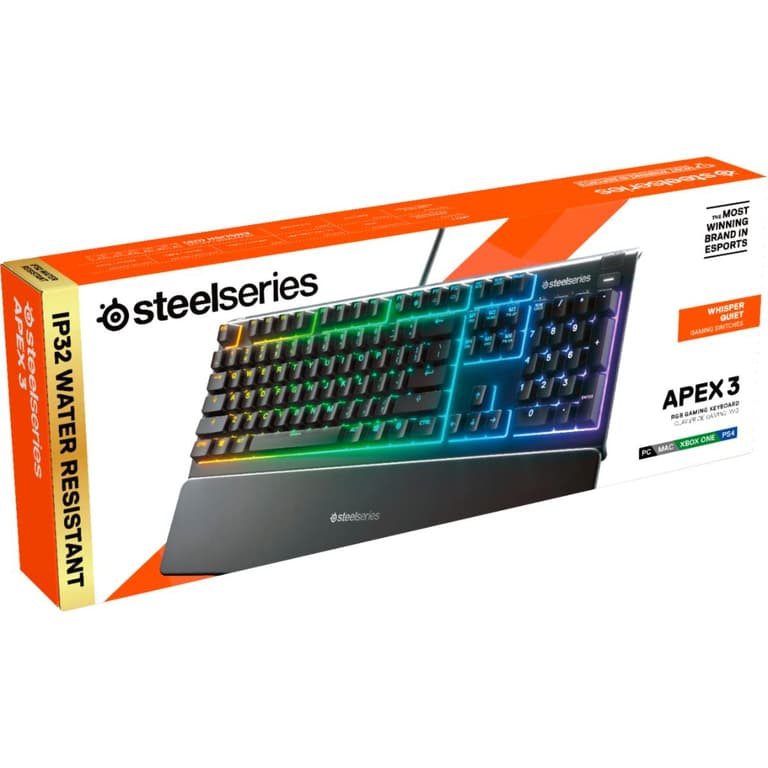 SteelSeries Apex 3 RGB 10-Zone Whisper Quiet Gaming Switch Wrist Rest