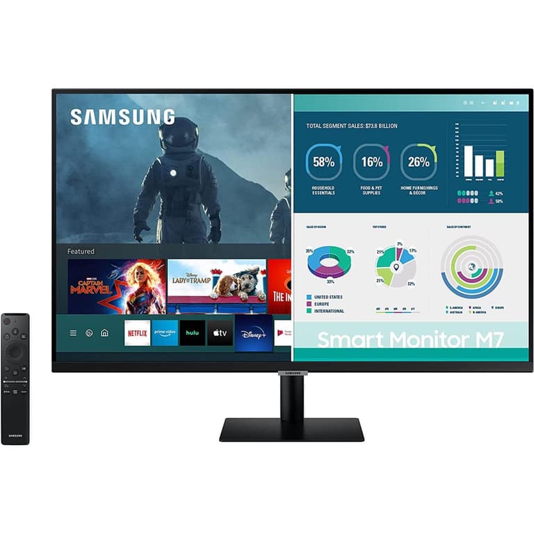 SAMSUNG 32" M7 4K UHD Do-It-All Smart Monitor & Streaming TV Built In Speakers, Remote, HDMI, USB-C - Black