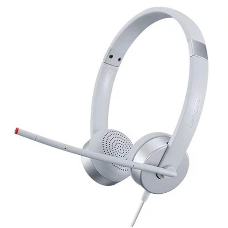 Lenovo 100 Stereo Wired Analog 3.5mm On Ear Headphones with Mic - Cloud Gray