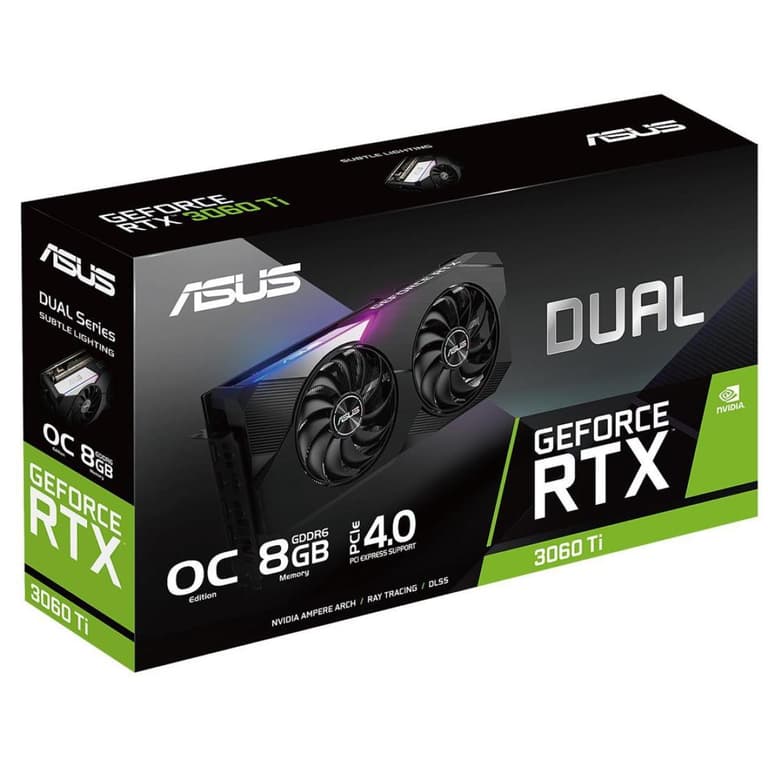 ASUS Dual NVIDIA GeForce RTX 3060 Ti OC Edition Axial-Tech Fan Design 0dB technology Graphics Card