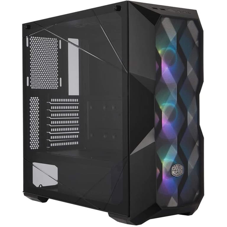 Cooler Master MasterBox TD500 Mesh Airflow Polygonal Mesh Front Panel Crystalline Tempered Glass 3x120mm ARGB Lighting Fans - Black