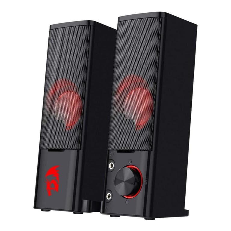 Redragon Orpheus GS550 PC Gaming Speakers 2.0 Channel Stereo Sound Bar Quality Bass and Decent Red Backlit USB Powered w/ 3.5mm Cable