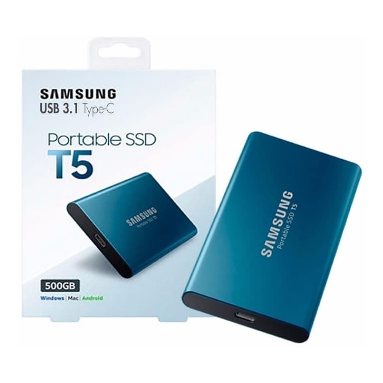 Samsung 500GB T5 USB 3.1 Type C Portable External SSD - Blue
