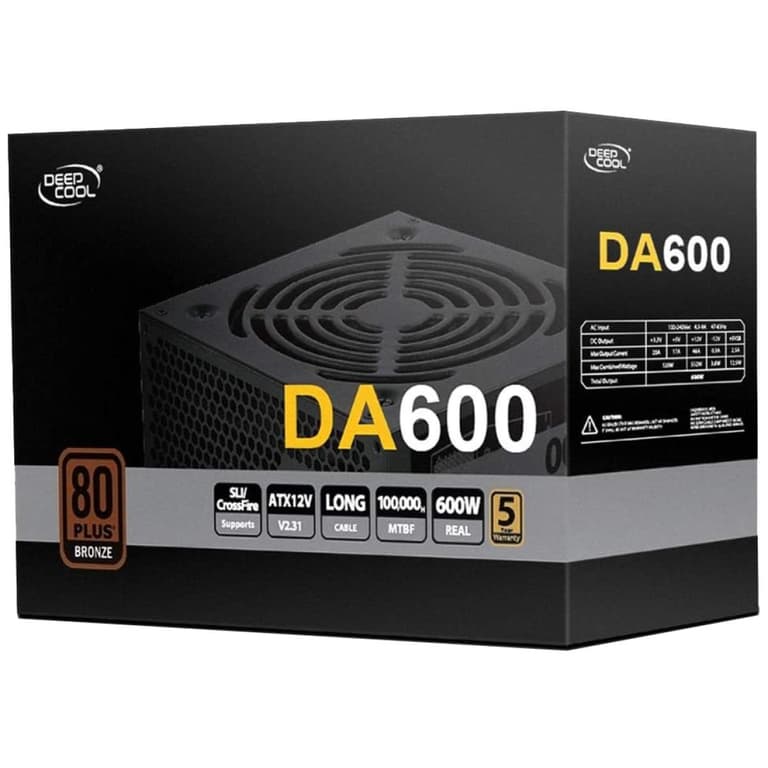 DeepCool DA600 600W 80+ Bronze ATX Power Supply Black