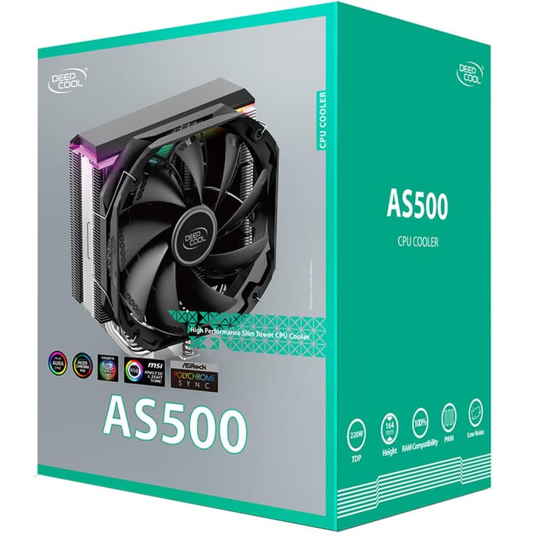 DEEPCOOL AS500 PWM Fan A-RGB Top Cover 5 Heat Pipe CPU AIR Cooler