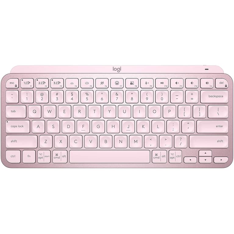 Logitech MX Keys MINI Illuminated Wireless & Bluetooth Backlit USB C, PC & Mac , English Layout Rose