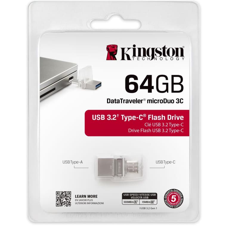 Kingston Digital 64GB Data Traveler Micro Duo USB 3C Flash Drive