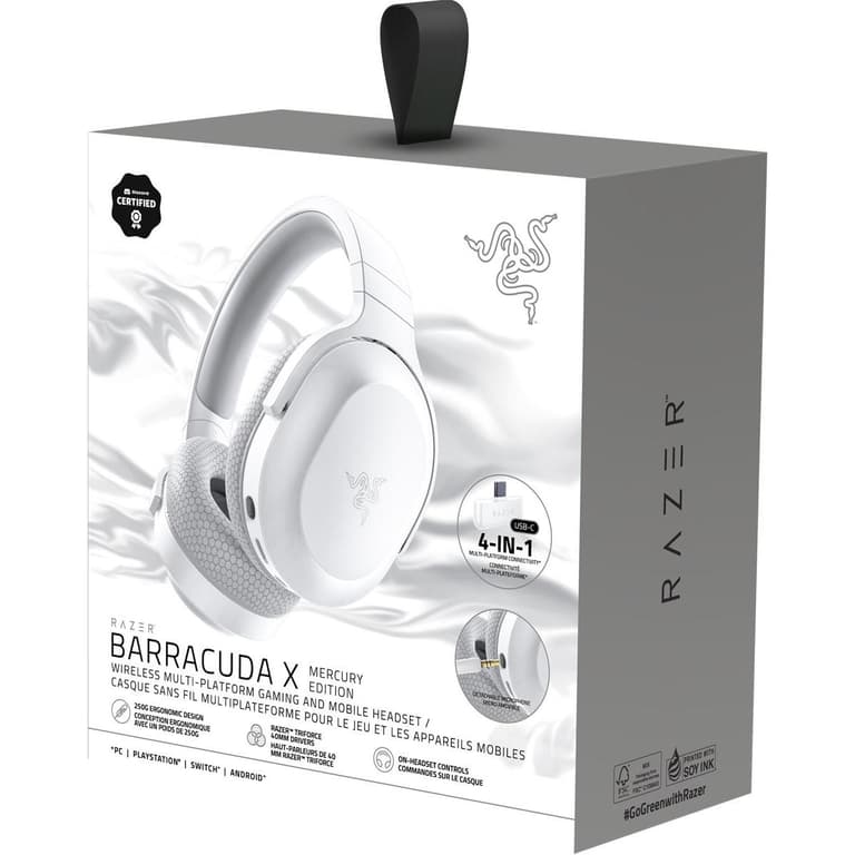 Razer Barracuda X Wireless Multi-Platform & Mobile 250g Detachable HyperClear Mic 20hrs Battery Life -Mercury