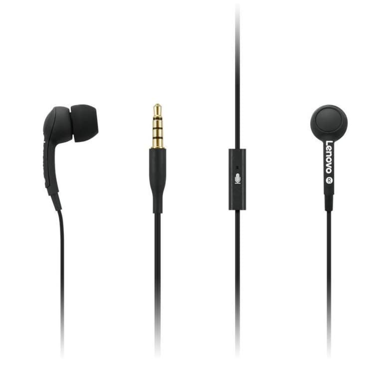 Lenovo 100 in-Ear Headphone Wired w/ Mic Noise Isolating 3 Ear Cup Sizes, Windows, Mac, Android